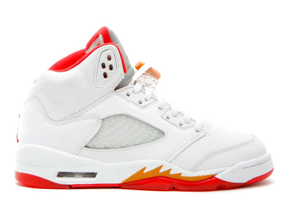 Air Jordan 5 Retro GS - Air Jordan - 134092 161 - white/fire red-sunset ...