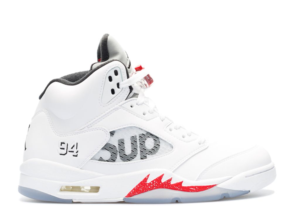 Supreme X Air Jordan 5 Retro 'White' - Air Jordan - 824371 101 - white ...