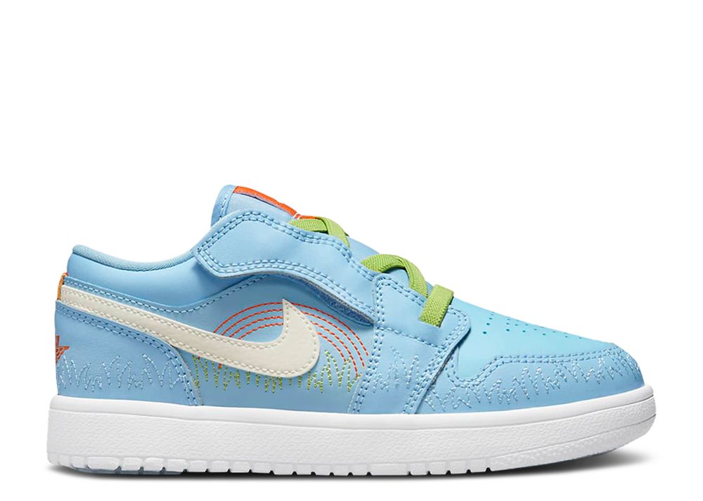Air Jordan 1 Low SE PS 'Blue Stitch' - Air Jordan - DR9500 400 - psychic blue/vivid green/safety 
