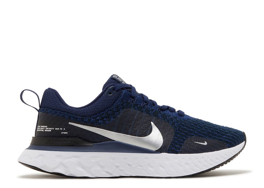 React Infinity Run Flyknit 3 'College Navy Metallic Silver' - Nike ...