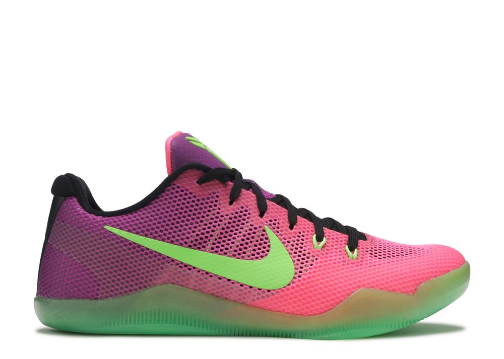 Kobe 11 'Mambacurial' - Nike - 836183 635 - pink flash/action green-red ...