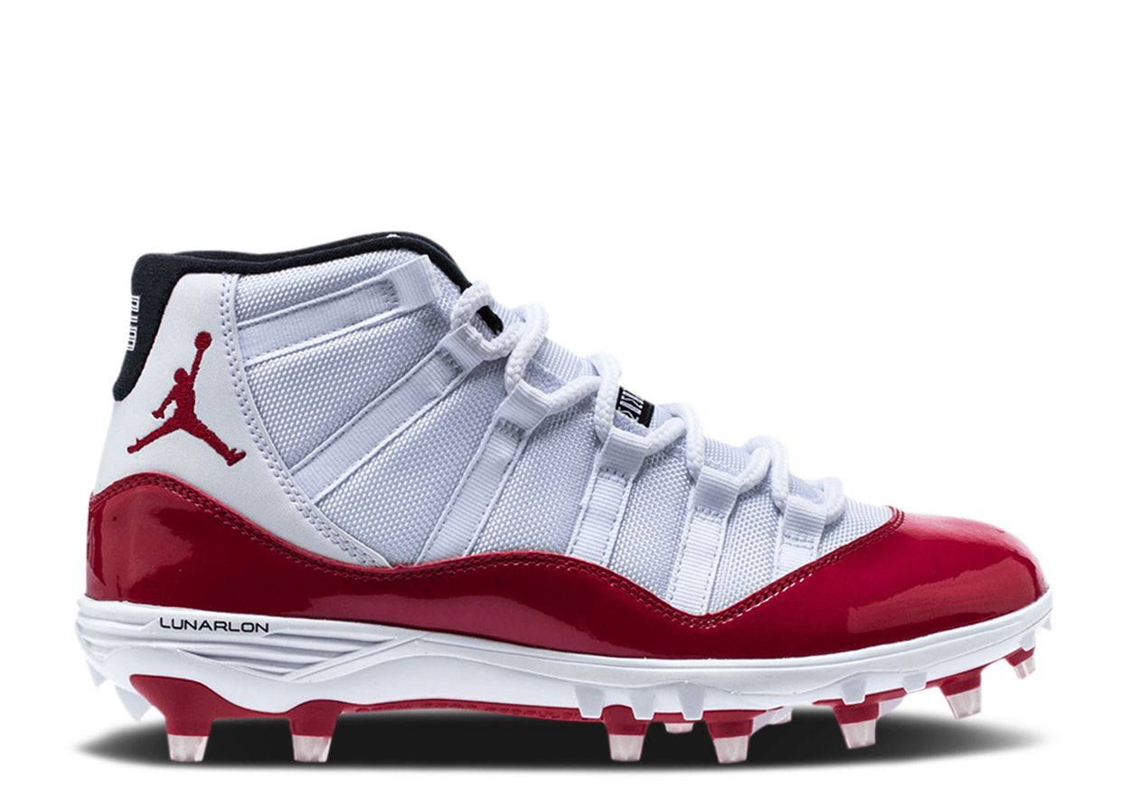 jordan 11 football cleats red