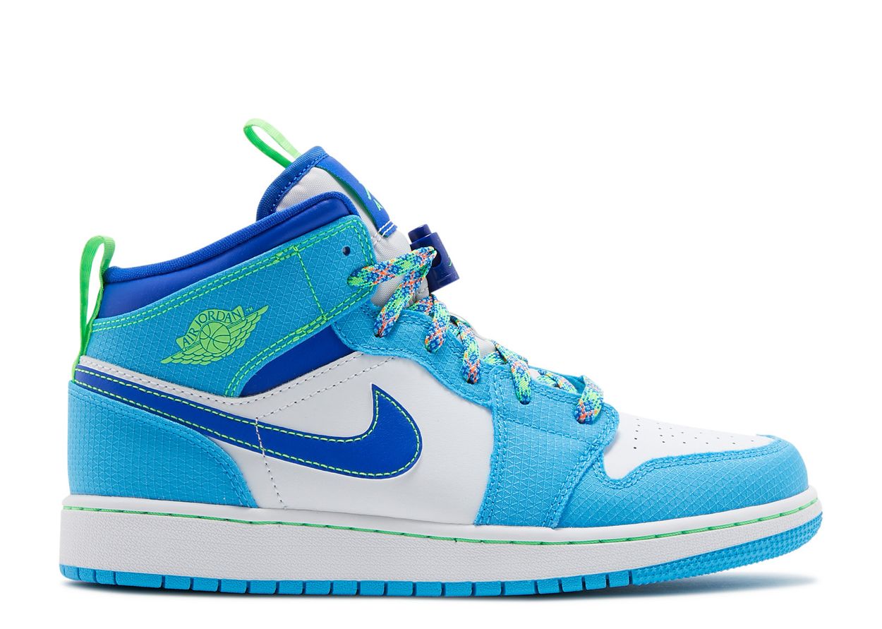 Air Jordan 1 Mid SE GS 'Sprite' - Air Jordan - DA8010 400 - dark powder blue/racer blue/green 