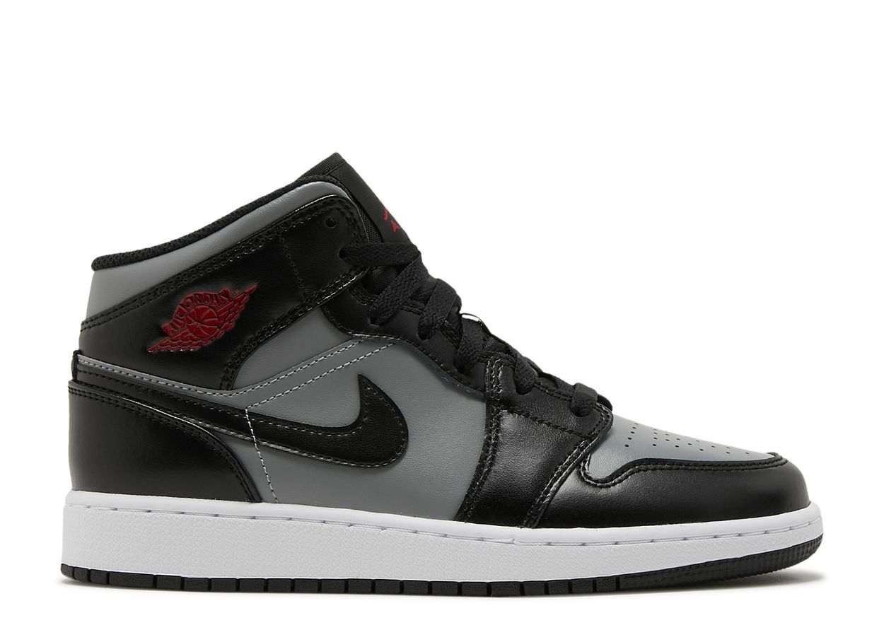 Air Jordan 1 Mid GS 'Shadow' - Air Jordan - 554725 096 - black/particle grey/white/gym red 