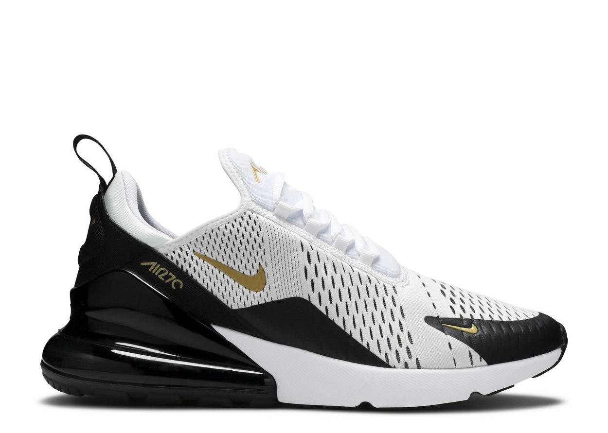 nike 270 white black gold