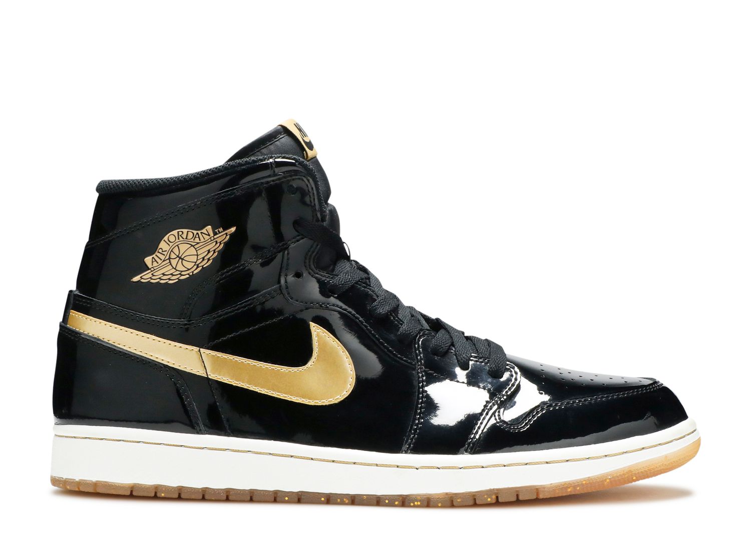air jordan men 1 retro high og black metallic gold