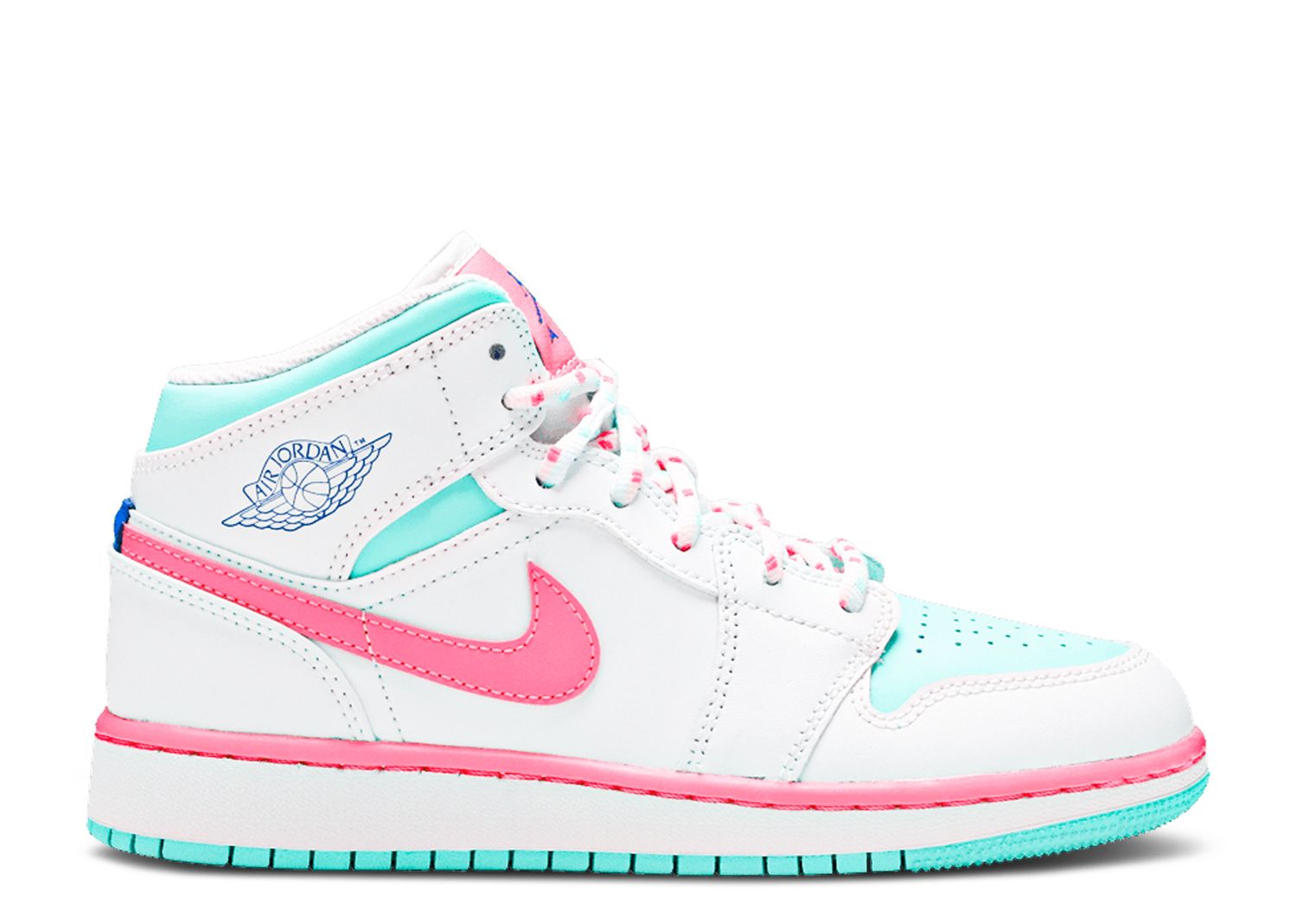 jordan 1 mid white pink green soar