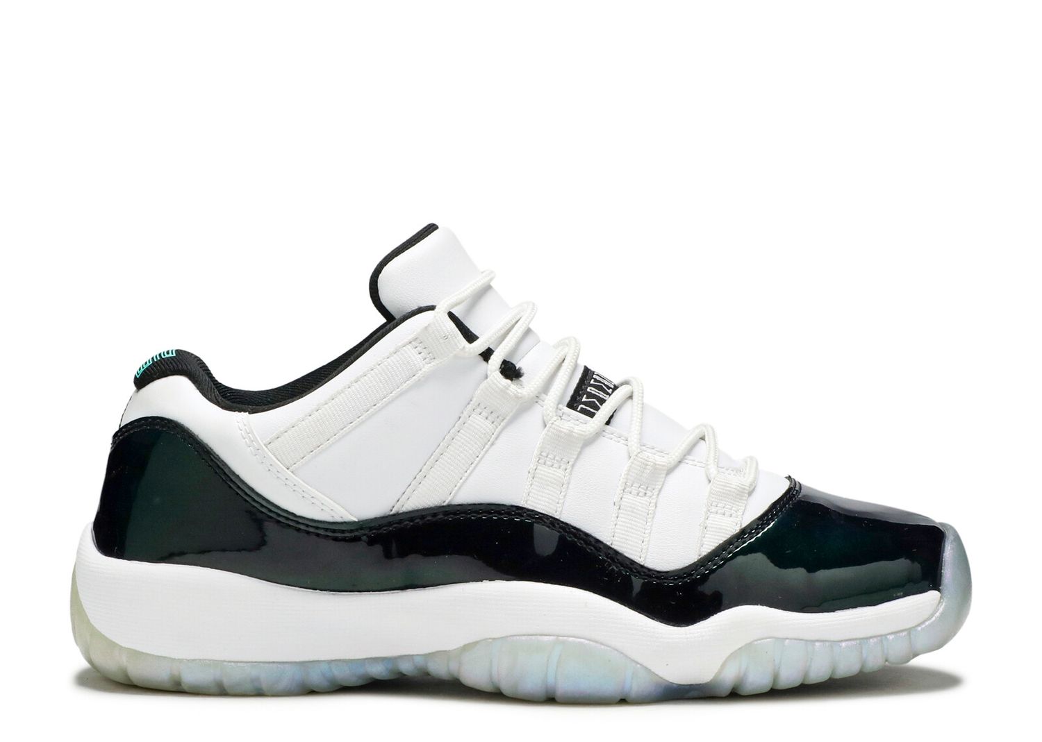 air jordan 11 retro low white black emerald rise