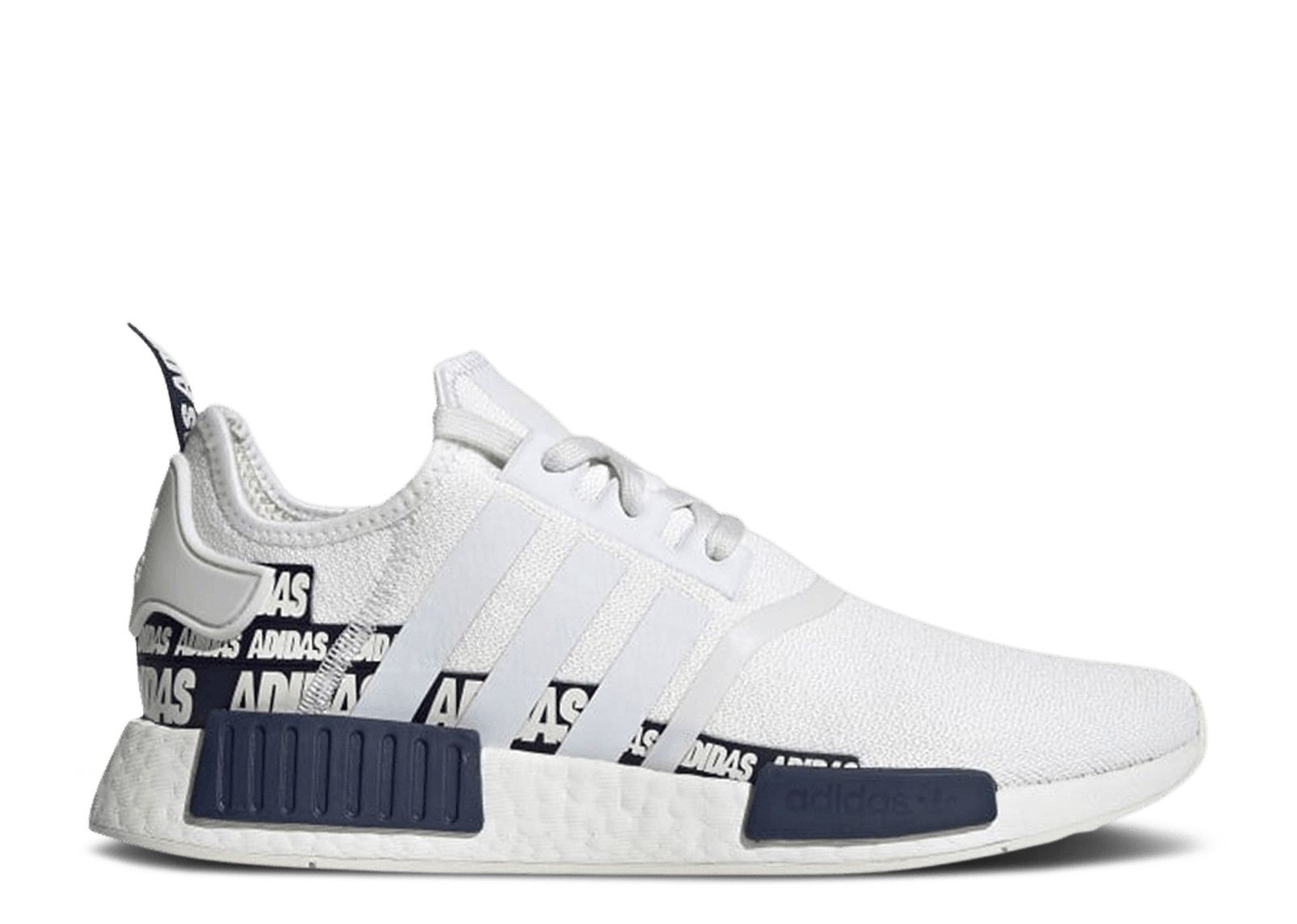 NMD_R1 'Wordmark Heel Stripe Crystal White Navy' - Adidas - FX6795 - crystal white/crystal white 