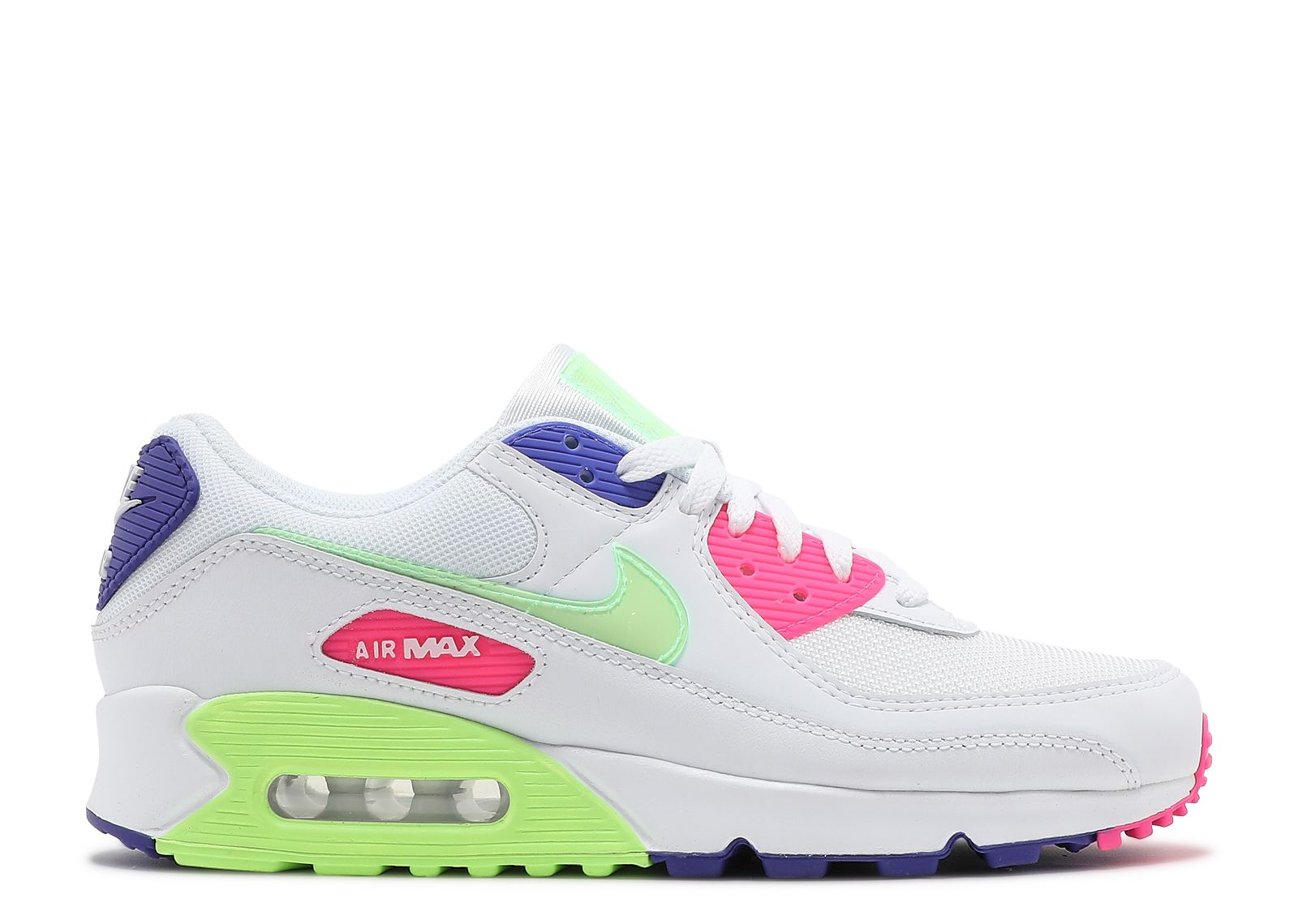Wmns Air Max 90 'White Indigo Burst Volt' - Nike - DH0250 100 - white/indigo burst/pink blast 