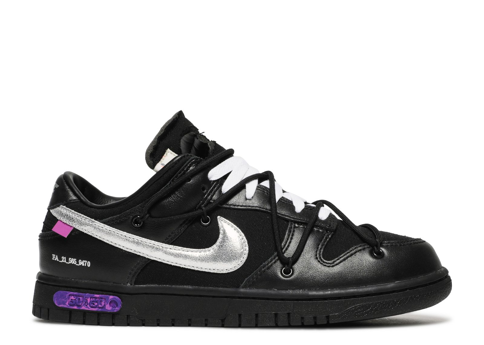 Off White X Dunk Low 'Lot 50 Of 50' Nike DM1602 001 black/metallic silver/black Flight Club