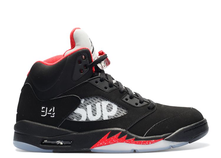 Supreme X Air Jordan 5 Retro 'Black' - Air Jordan - 824371 001 - black/fire  red | Flight Club