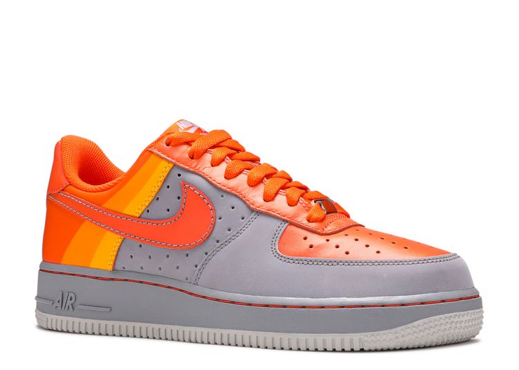 orange and grey air force ones