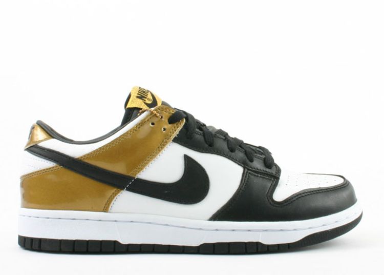 gold and black nike dunks