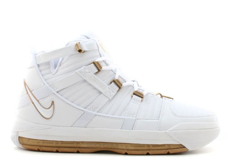 gold and white lebrons