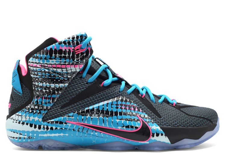 blue and pink lebrons