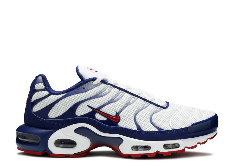 red white and blue nike air max shoes