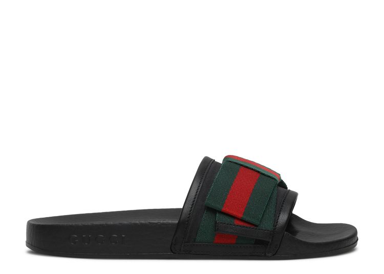 gucci satin slides with web bow