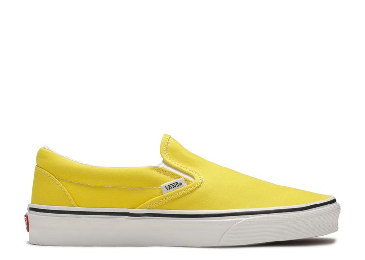 solid yellow slip on vans