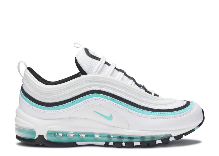 white and teal air max 97