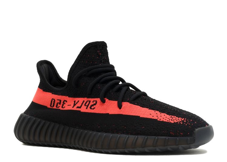 yeezy 350 black and red stripe