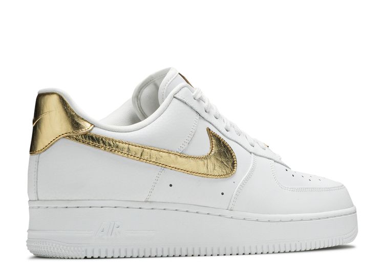 Nike Air Force 1 Low '07 LV8, Double Swoosh White Metallic Gold Size  5C