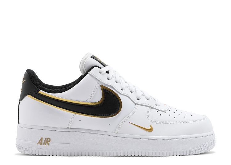 Nike White Air Force 1 '07 LV8 Metallic White Gold Sneakers