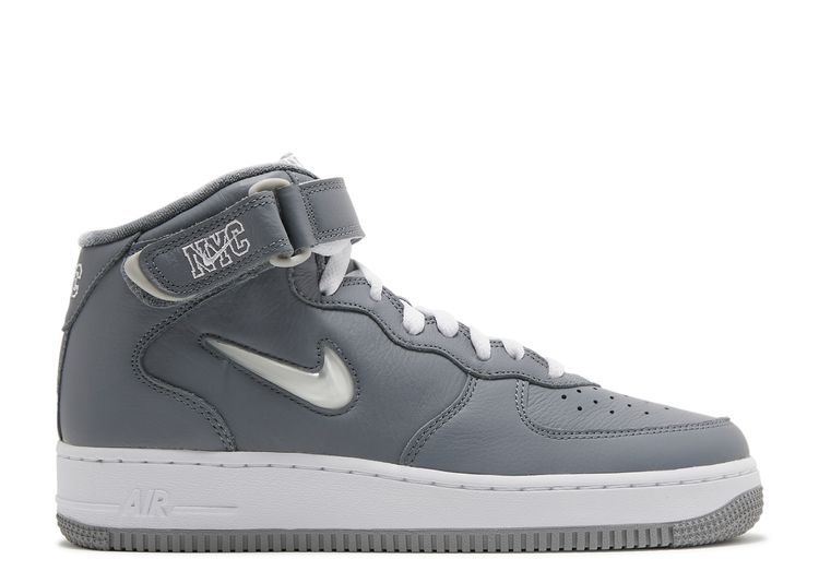 Nike, Air Force 1 Qs Leather High-top Sneakers, Gray