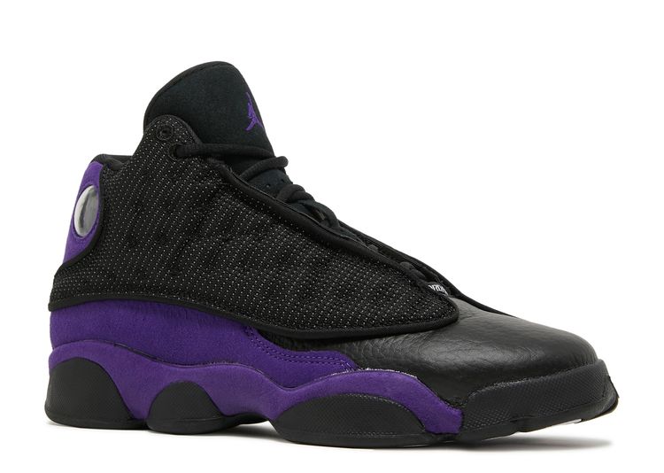 purple and black jordan 13s