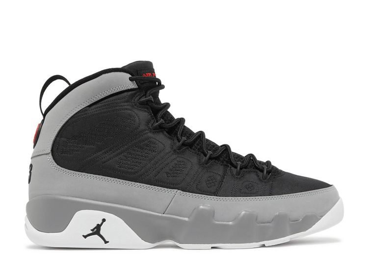 black and silver jordan 9