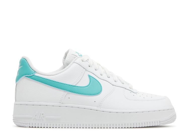 Nike Women's Air Force 1 Shoes, White/Washed Teal/White, 7