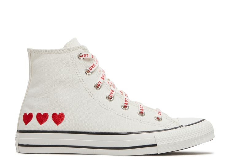 negatief Hertog hun Chuck Taylor All Star High GS 'Embroidered Hearts' - Converse - A02655F -  vintage white/university red | Flight Club