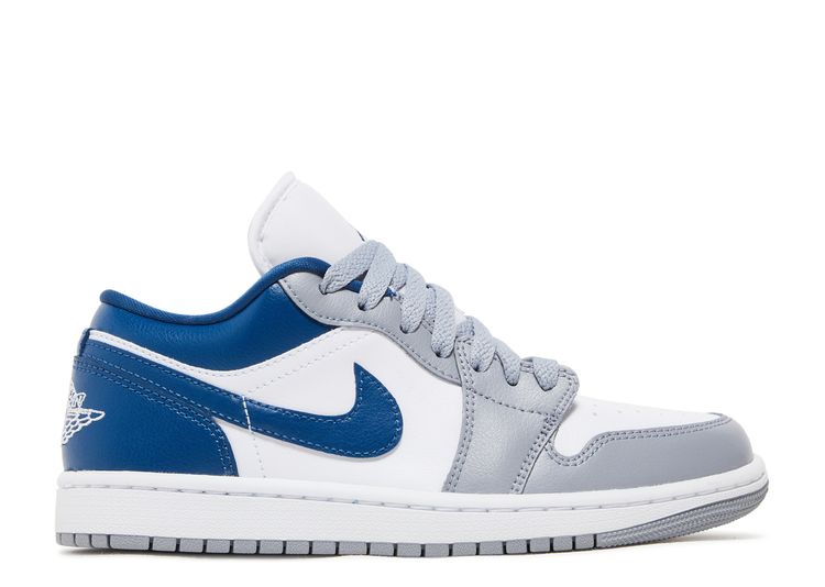 blue and white nike jordans low
