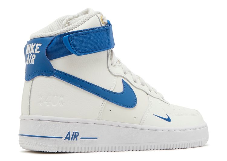 white basketball shoe nike huarache sneakers, Nike WMNS Air Force 1 High 40th  Anniversary Sail Blue Jay