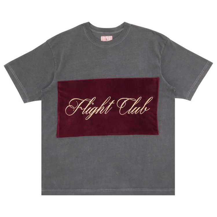 Flight Club Script T-Shirt 'Washed Black/Velour Burgundy'
