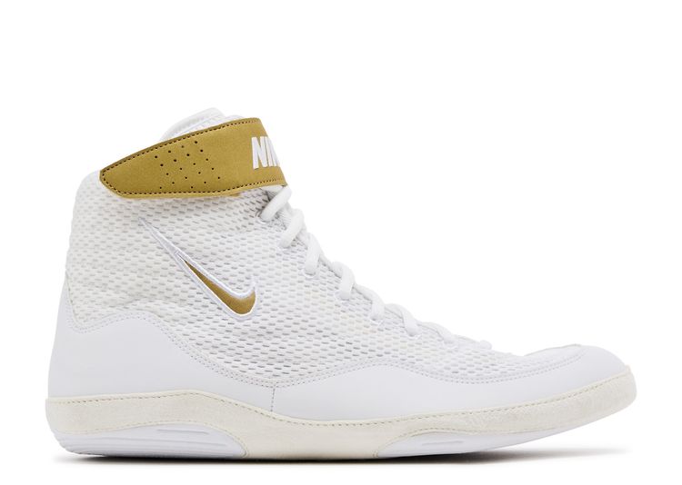white and gold nike inflicts