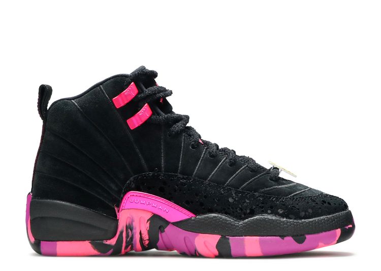pink and black jordan 12