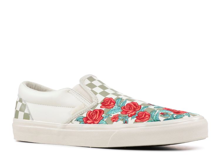 vans slip on dx rose embroidery