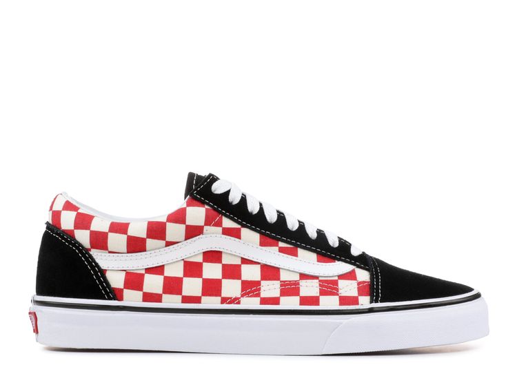 vans old skool checkerboard black and red