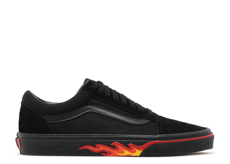 vans old skool trainers black flame wall