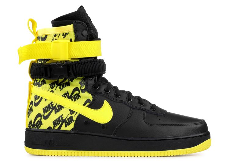 black white and yellow air force ones