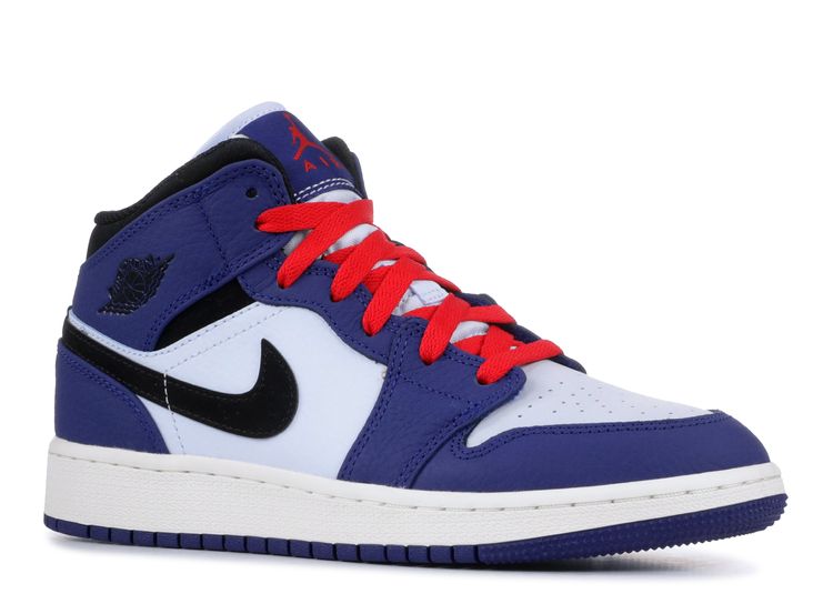 air jordan 1 mid black red and blue