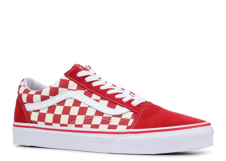 red high top checkerboard vans
