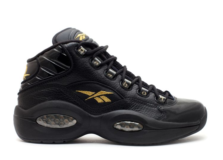 reebok question mid black and gold