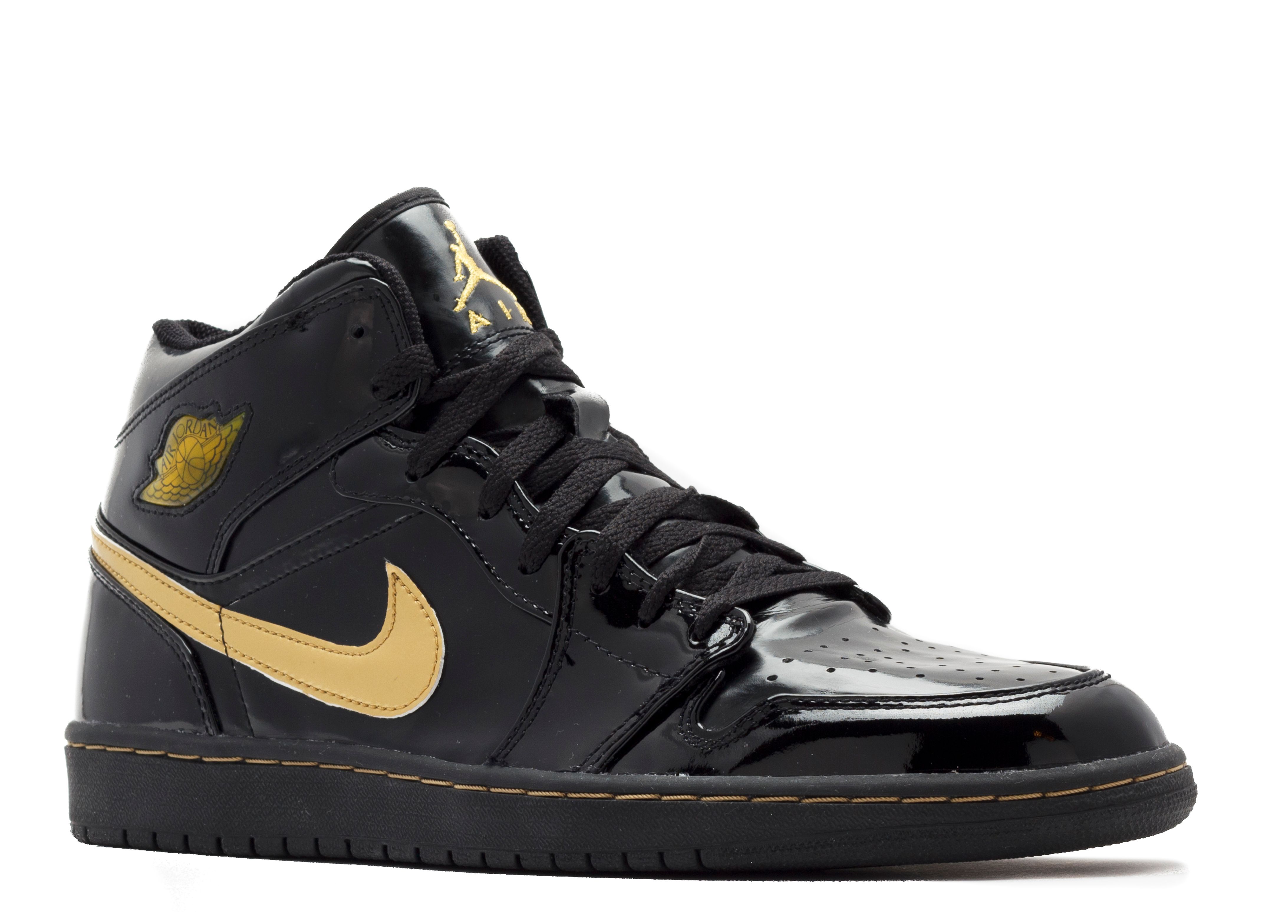 black and gold patent leather jordans