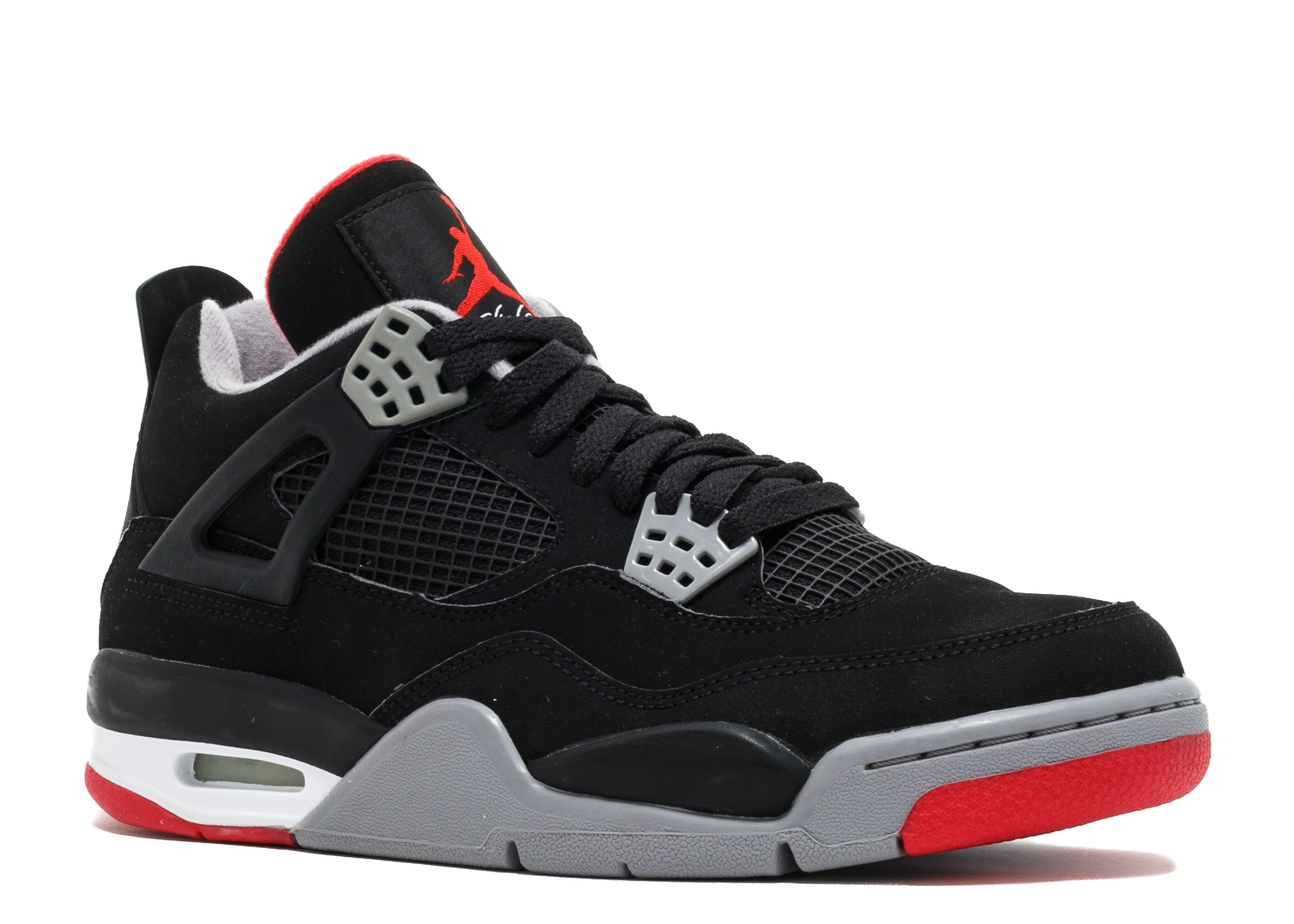 Men Air Jordan 4 Retro Black/Fire Red-Cement Grey New in Box Never Worn Size 9.5 Jordan Retro 4 IV Black/Fire Red/Cement Grey ... | Depop main image 4