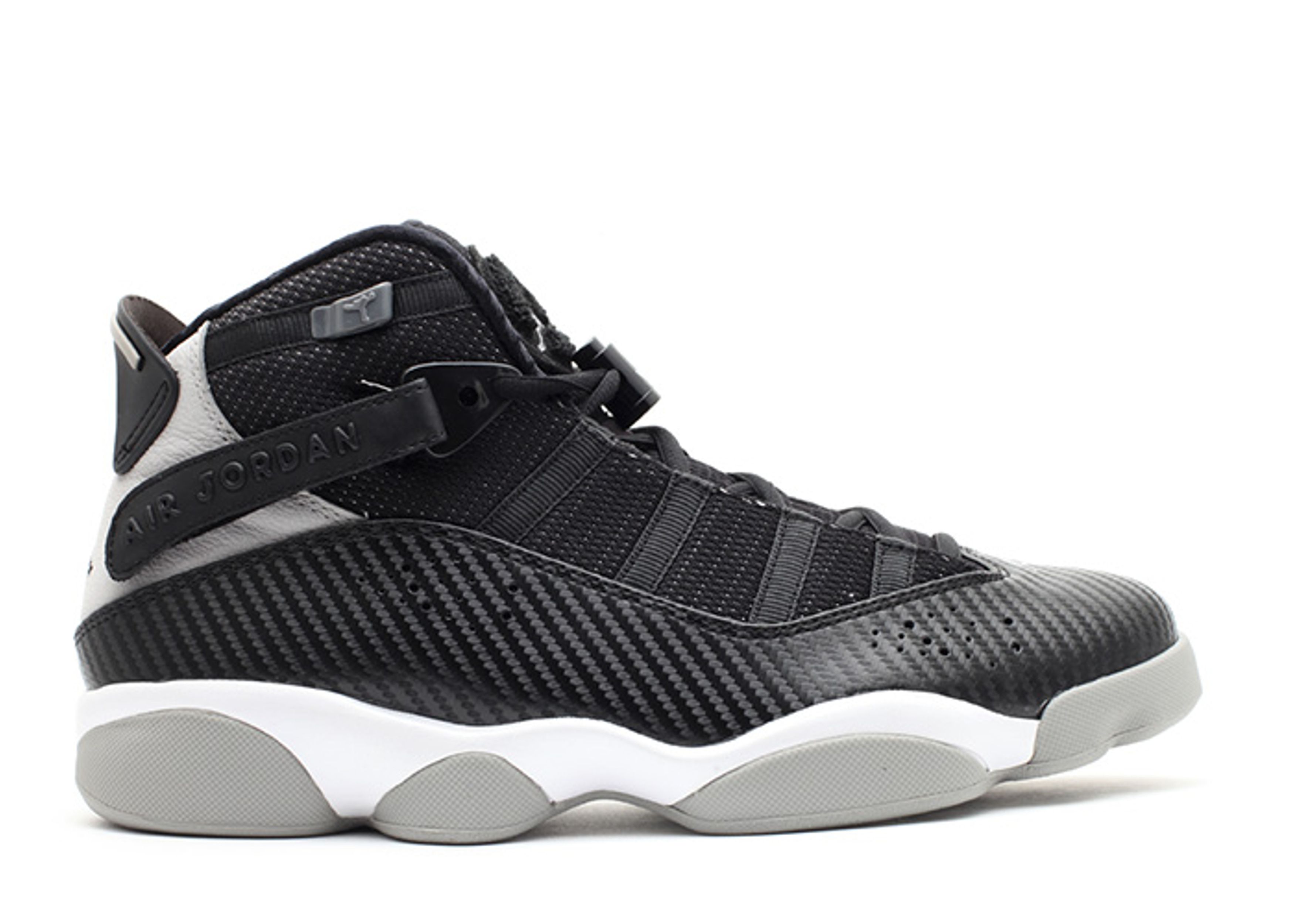 black and grey six rings