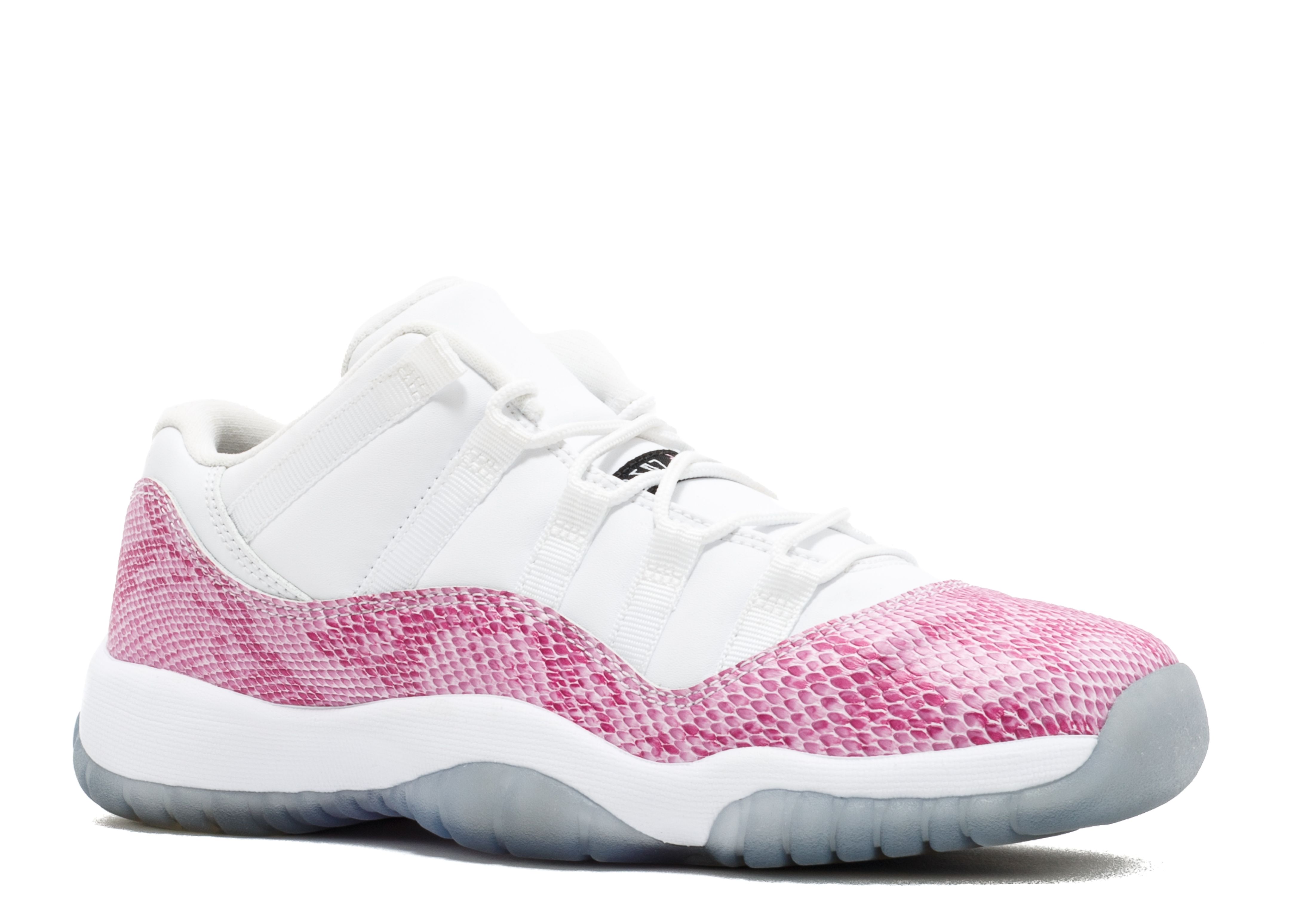 pink and white snakeskin 11s