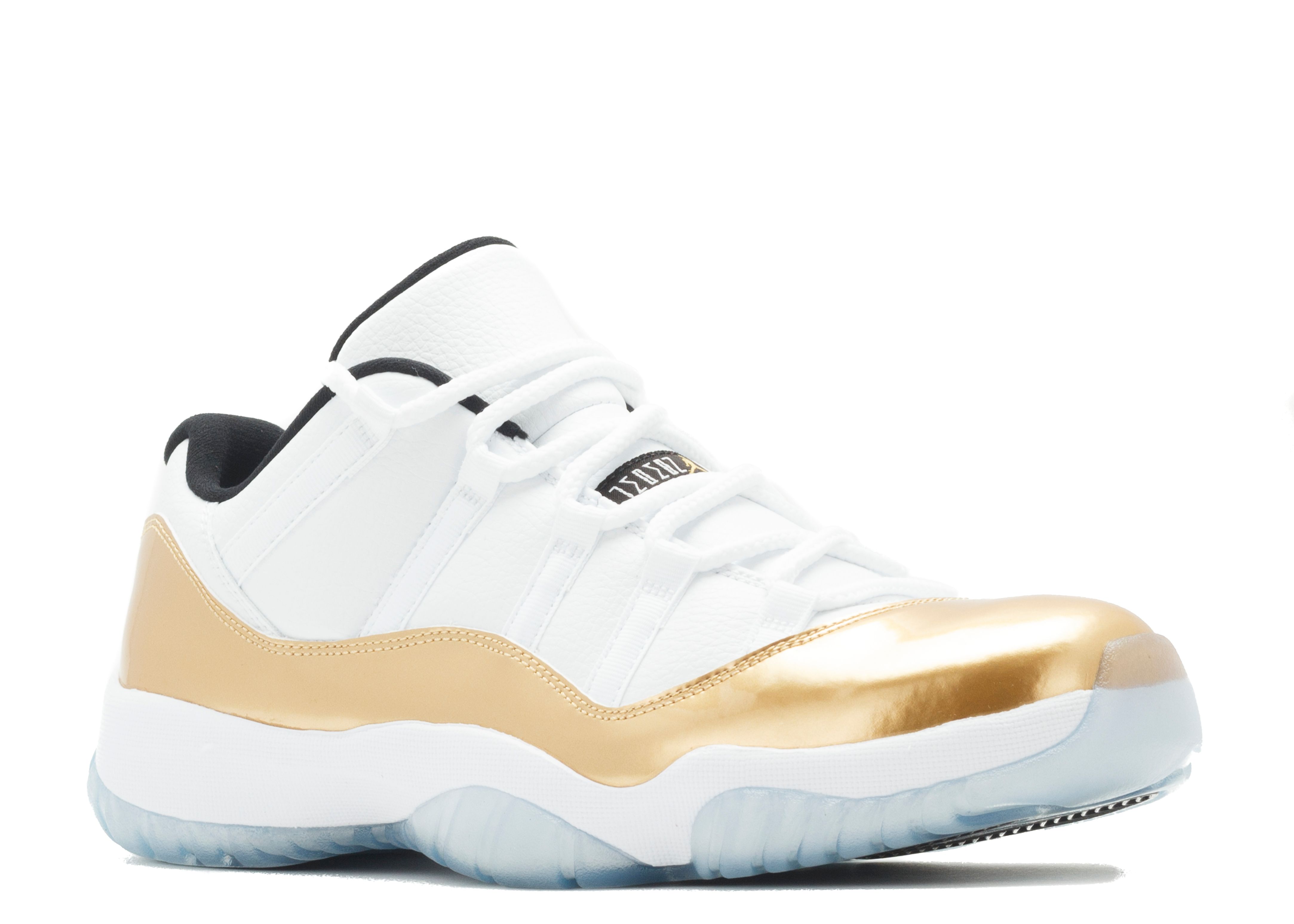 gold and white low top 11s