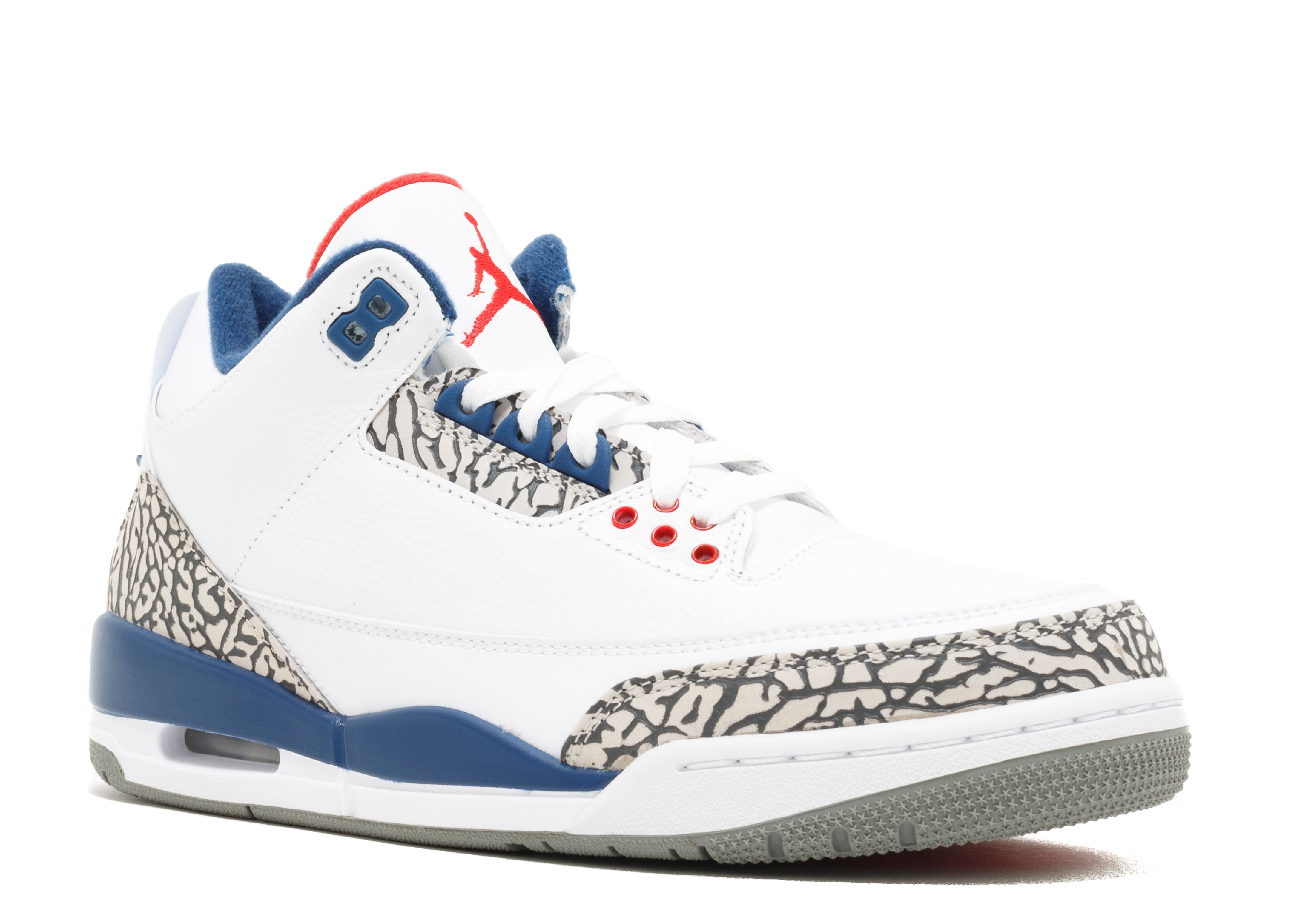 white and blue 3s